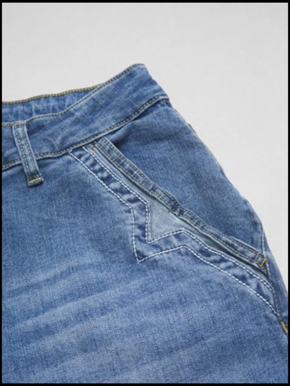 Wide Leg Baggy Jeans with Stitch Decor Denim Mid Waist - Picture 5 of 6